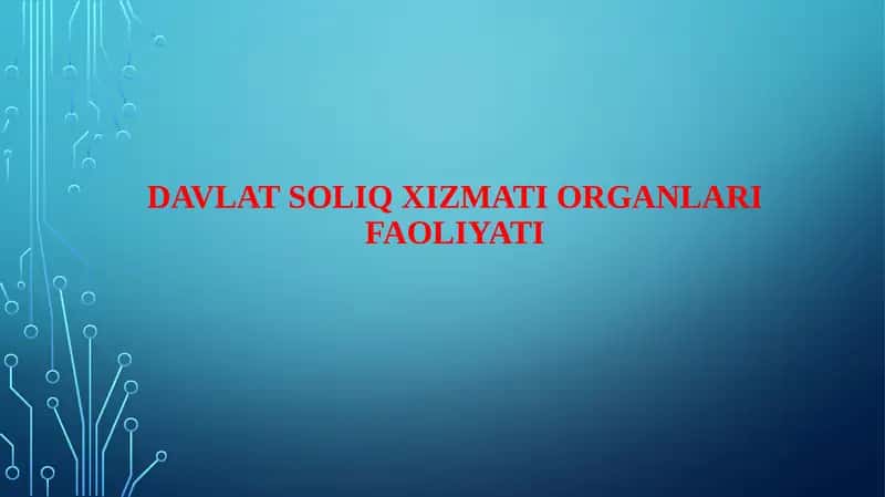 Davlat soliq xizmati organlari faoliyati