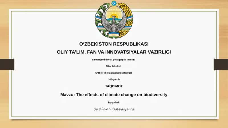 The effects of climate change on biodiversity