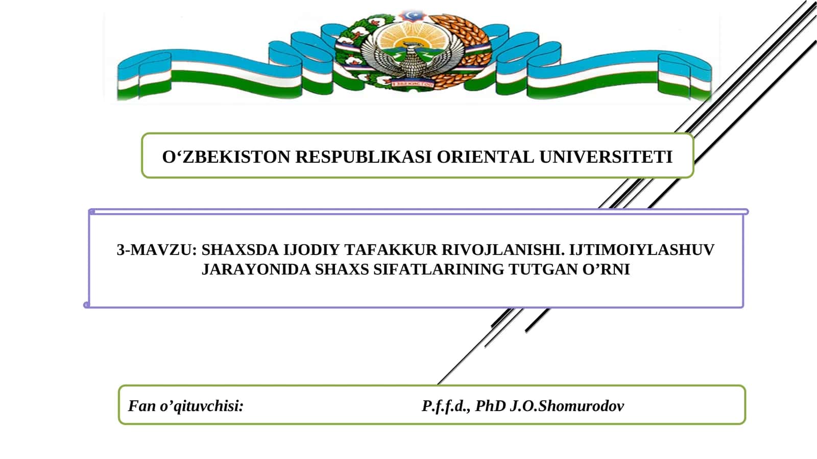 SHAXSDA IJODIY TAFAKKUR RIVOJLANISHI