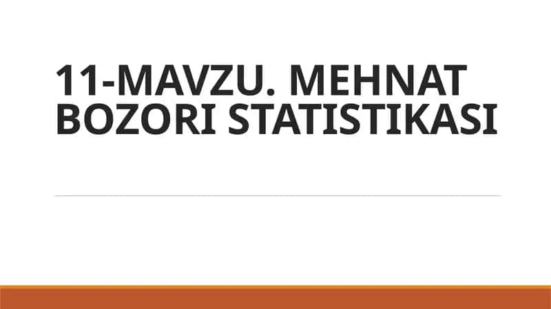 MEHNAT BOZORI STATISTIKASI
