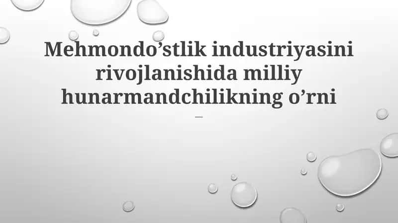 Milliy hunarmandchilik va hunarmandchilik sanoati