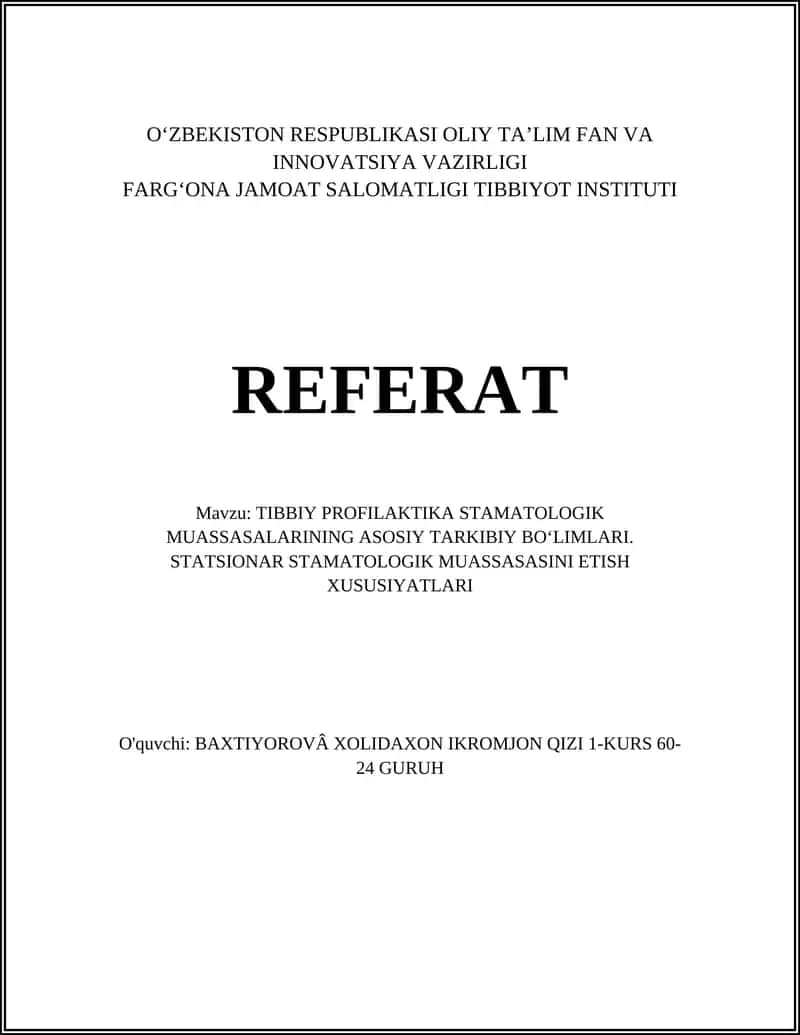 Terapevtik stomatologiya boʻlimi
