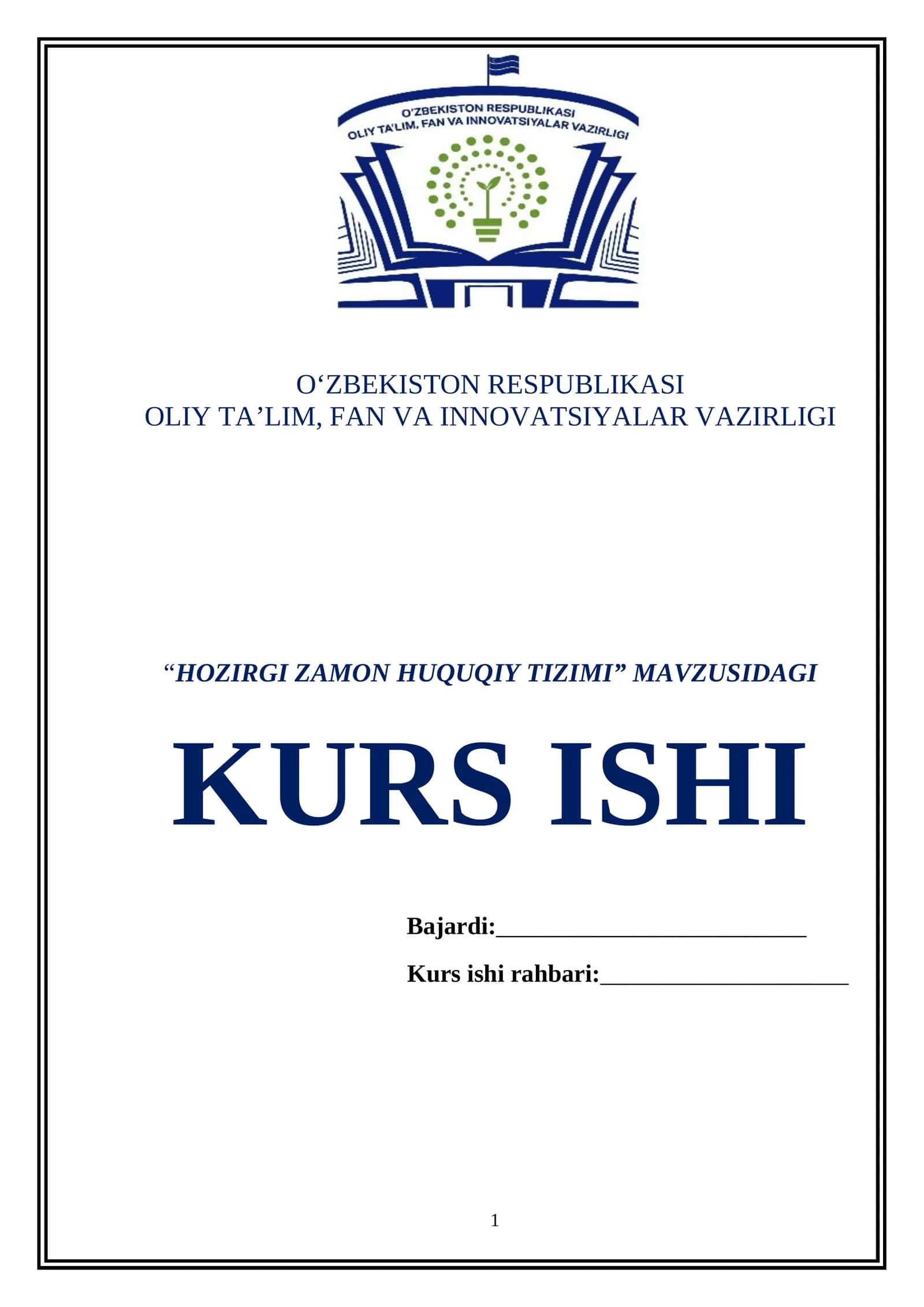 HOZIRGI ZAMON HUQUQIY TIZIMI