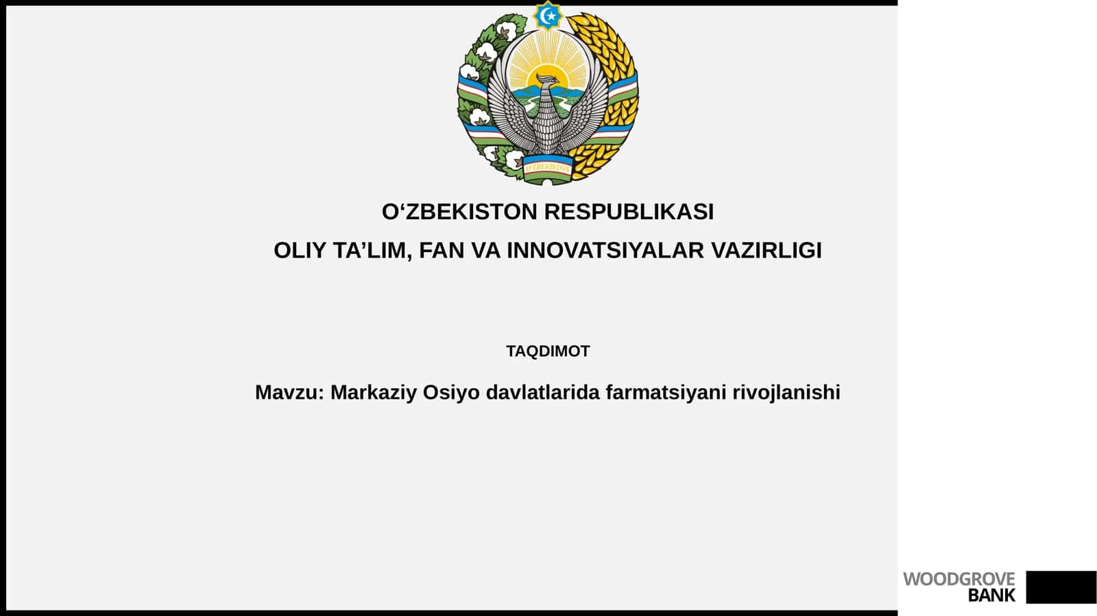 Markaziy Osiyoda farmatsiyanirivojlanishi