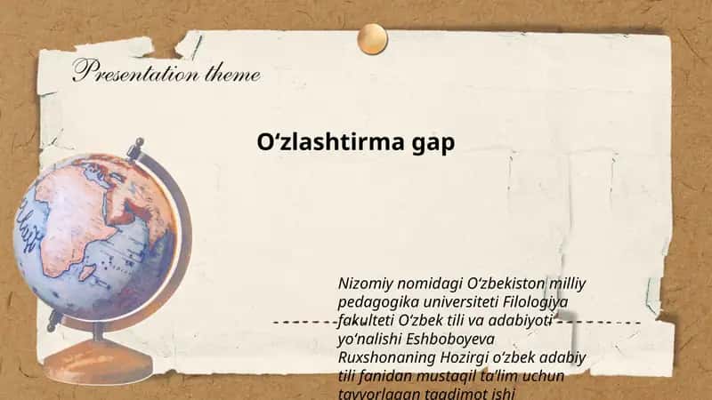 Hozirgi oʻzbek adabiy tili fanidan mustaqil taʼlim