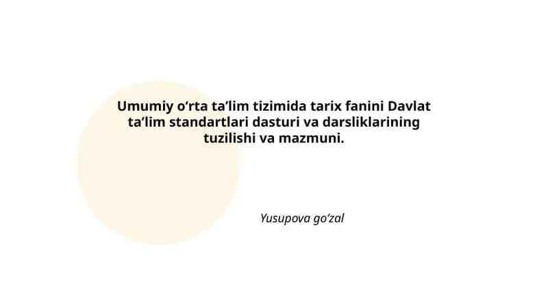 Tarix fanini Davlat taʼlim standartlari dasturi