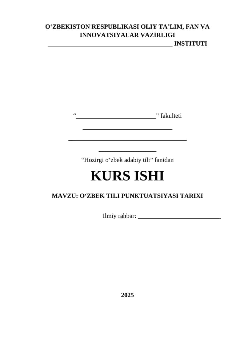 O‘ZBEK TILI PUNKTUATSIYASI TARIXI