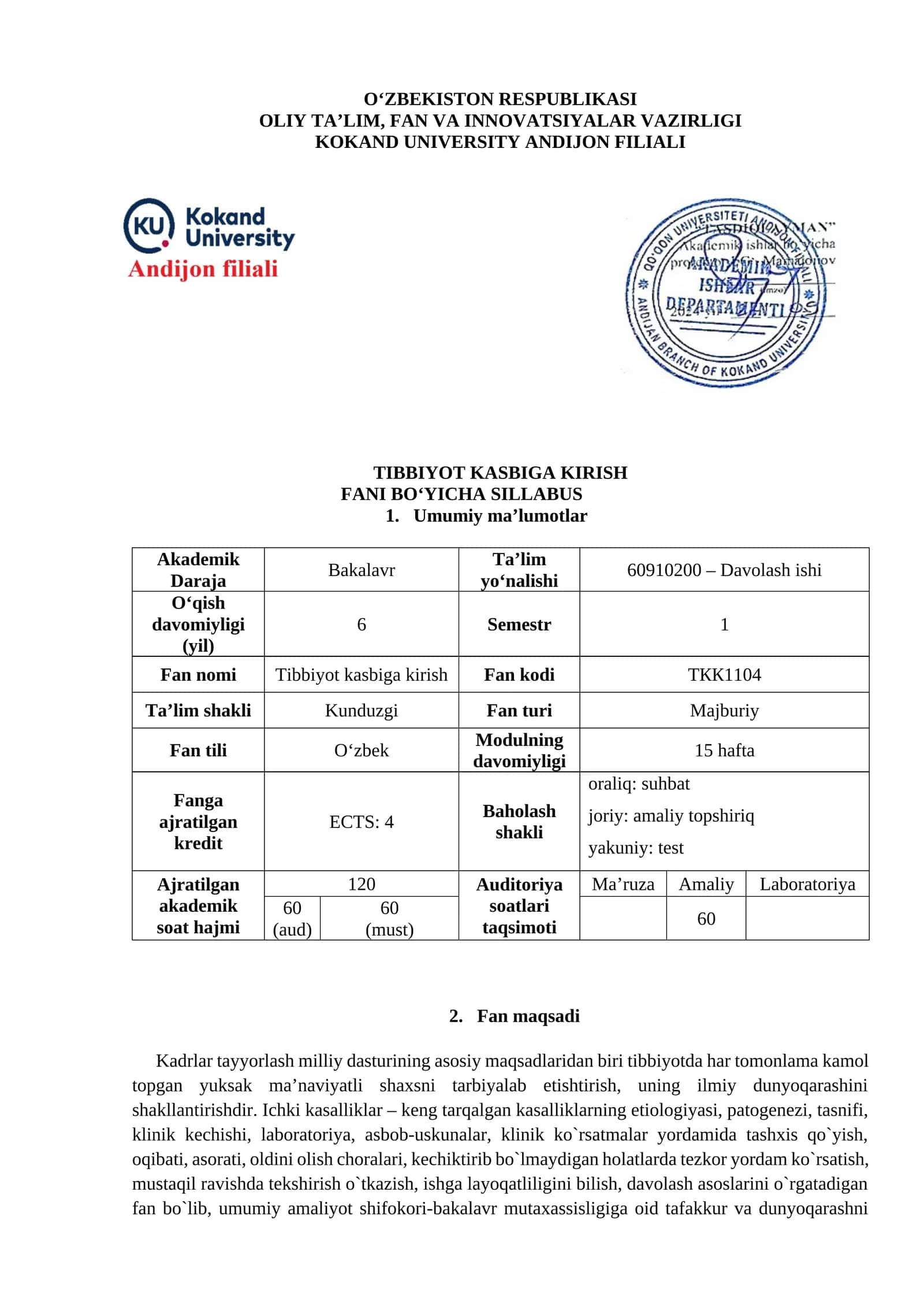 Tibbiyot Kasbiga Kirish