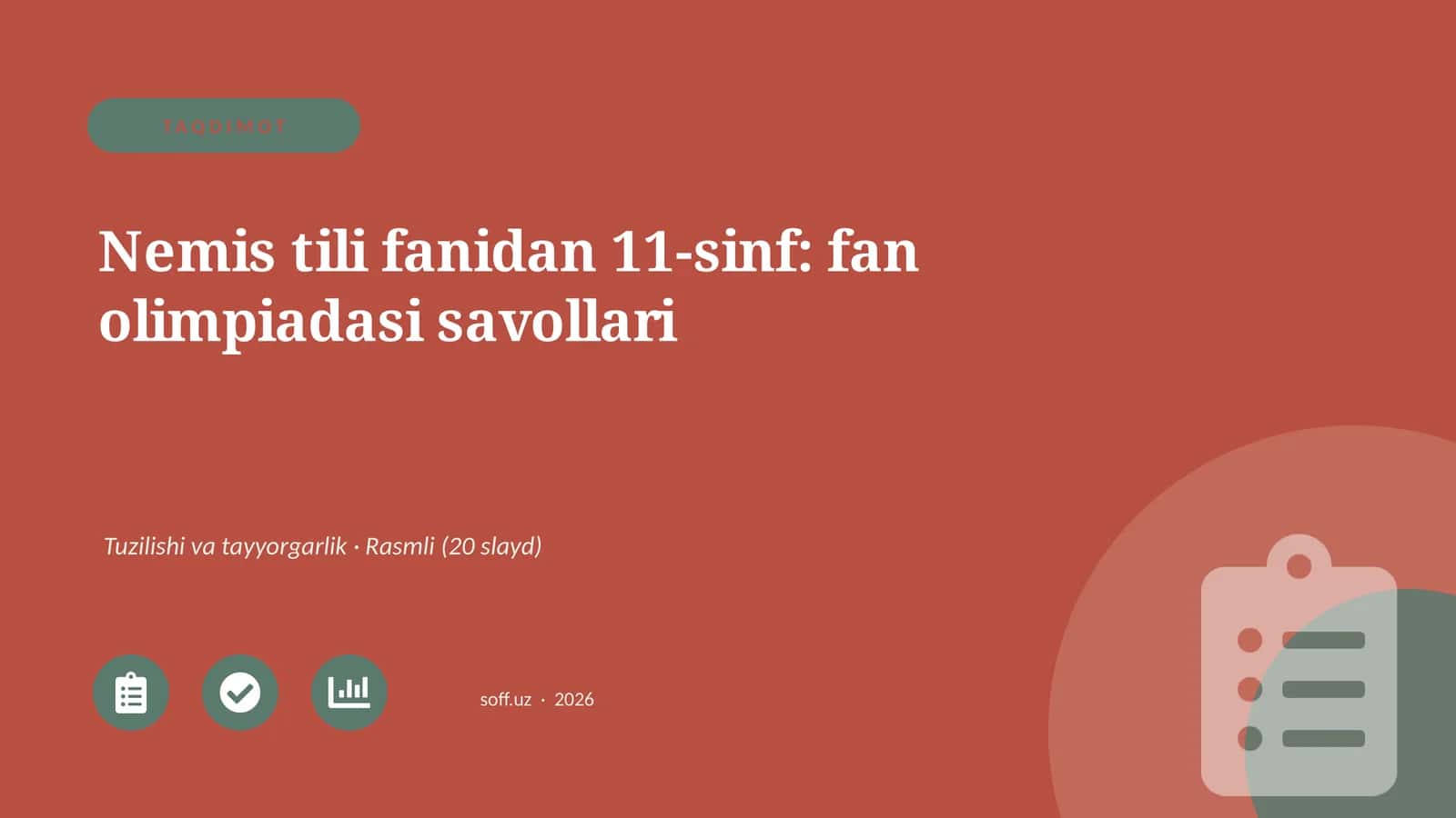 Nemis tili fanidan 11-sinf: fan olimpiadasi savollari
