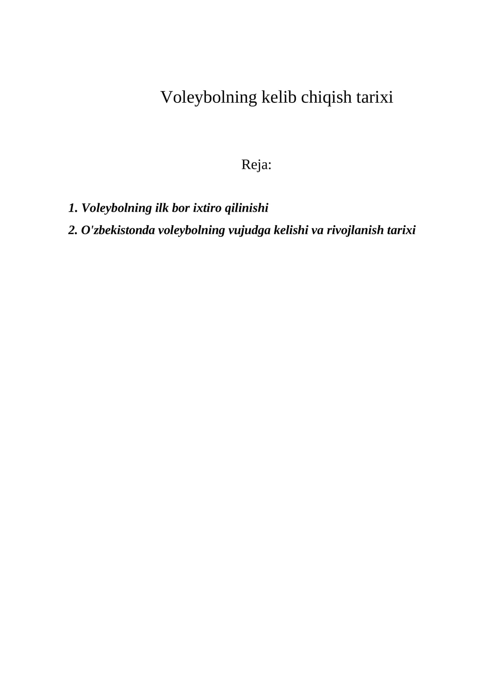 Voleybolning kelib chiqish tarixi