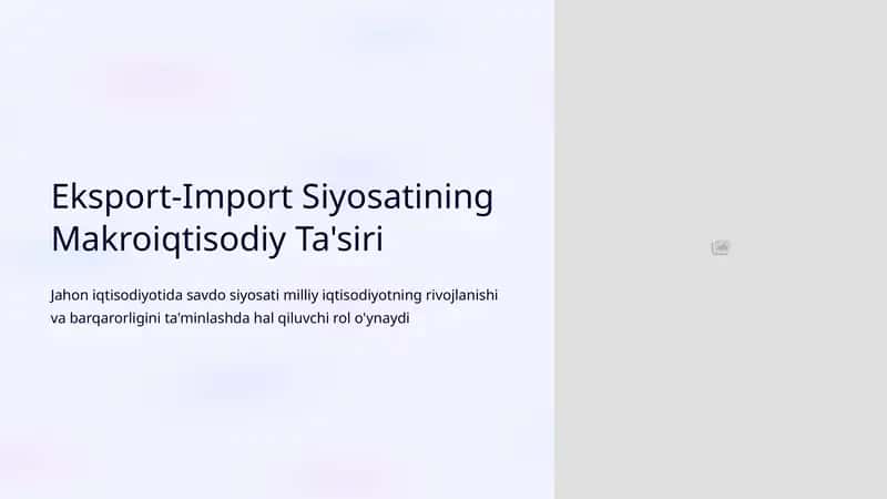 Eksport-Import Siyosatining Makroiqtisodiy Ta'siri