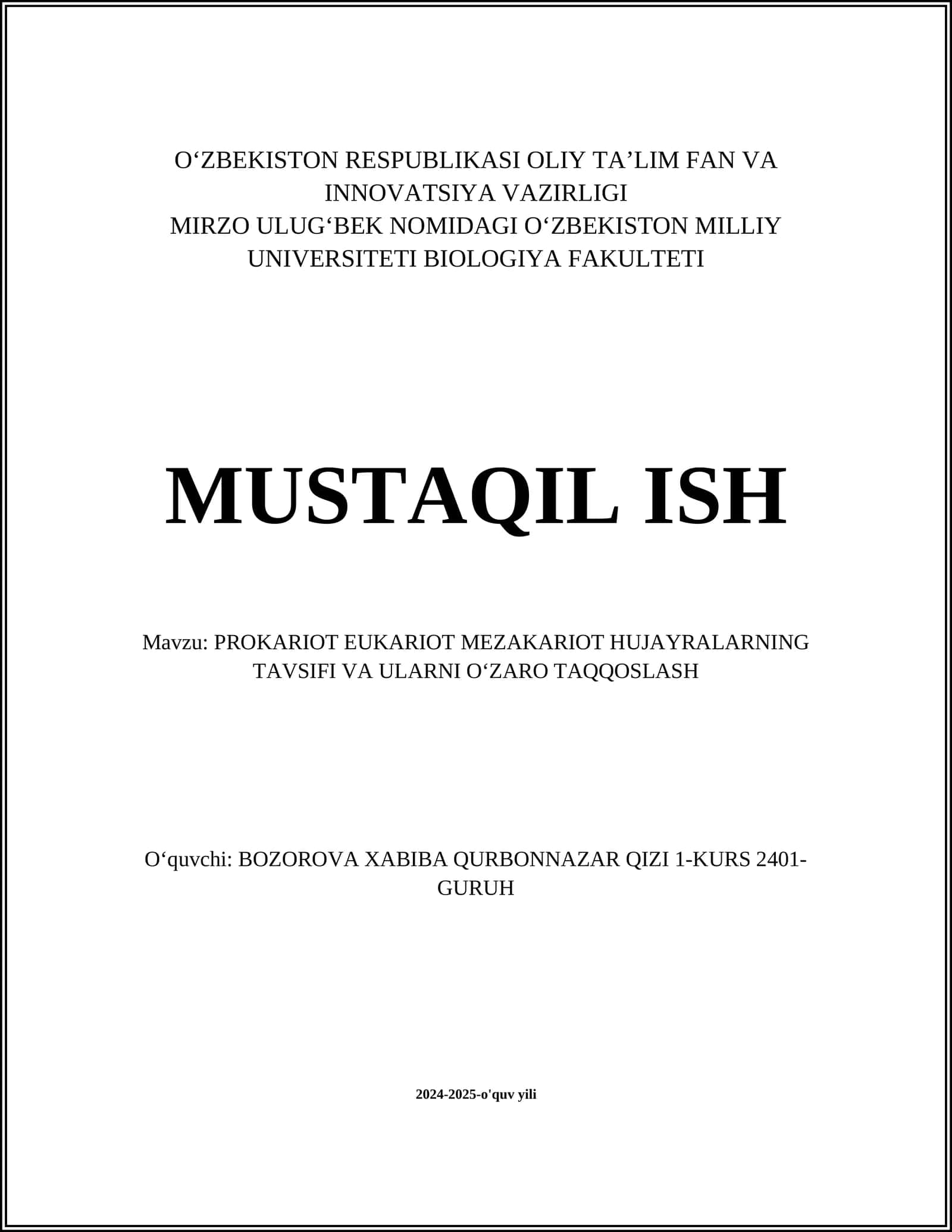 Prokariot Eukariot Mezakariot Hujayralarning Tavsifi