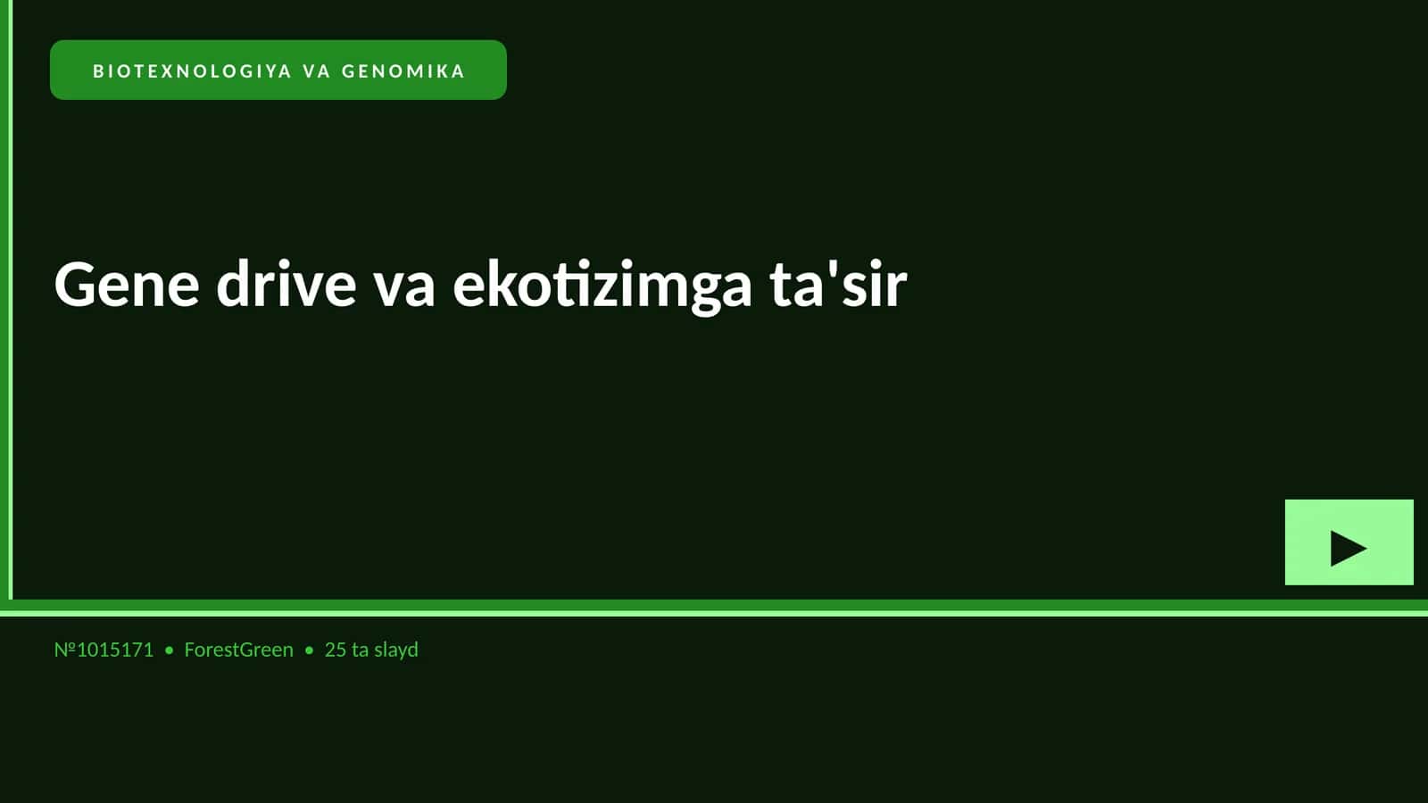 BIOTEXNOLOGIYA VA GENOMIKA