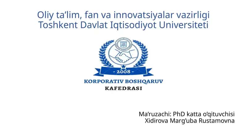 Korporativ boshqaruvning huquqiy va institutsional asoslari