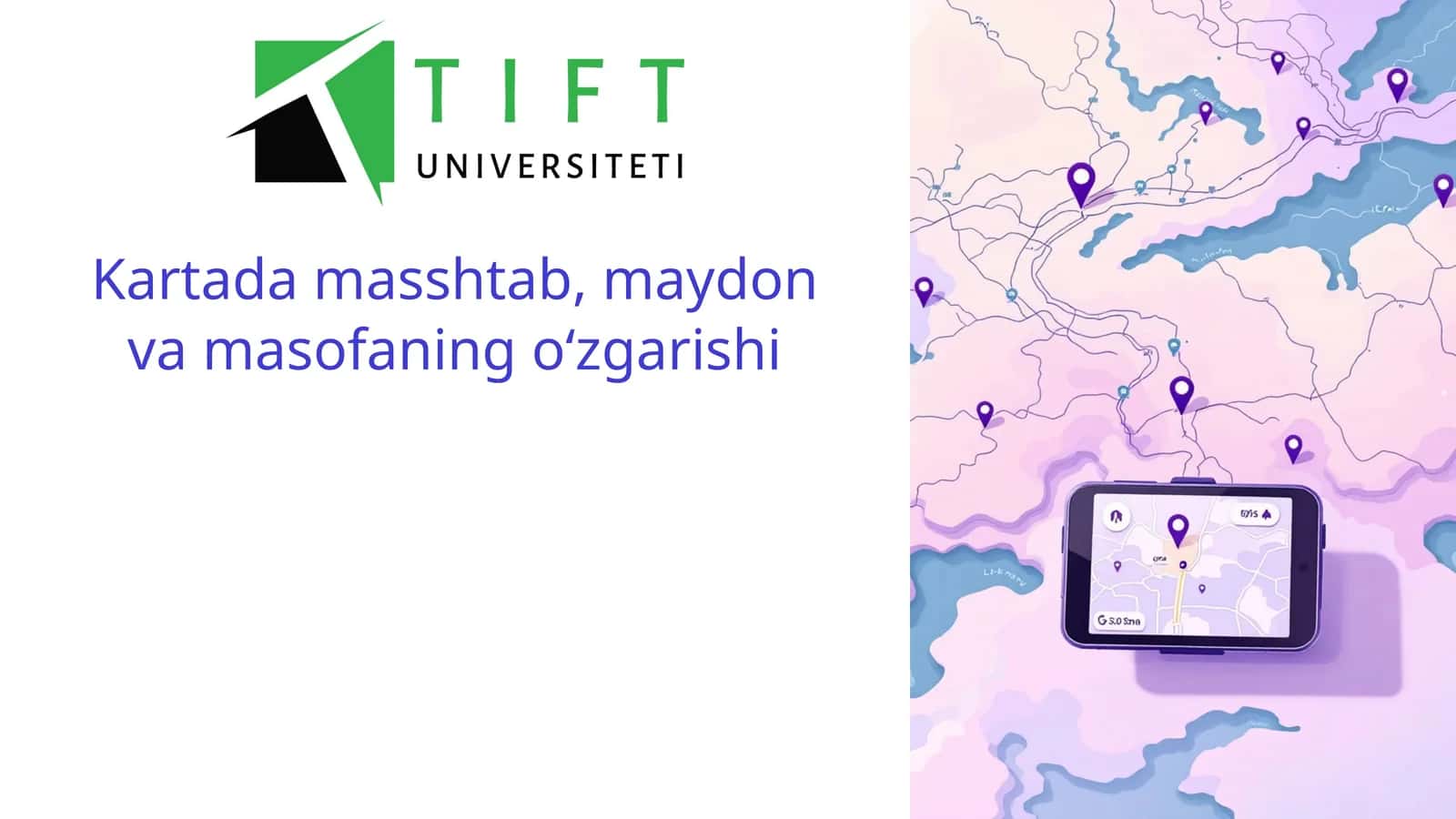 Kartada masshtab, maydon va masofaning o‘zgarishi.
