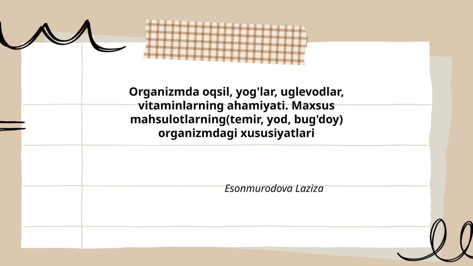 Oqsil, yog'lar, uglevodlar, vitaminlarning ahamiyati
