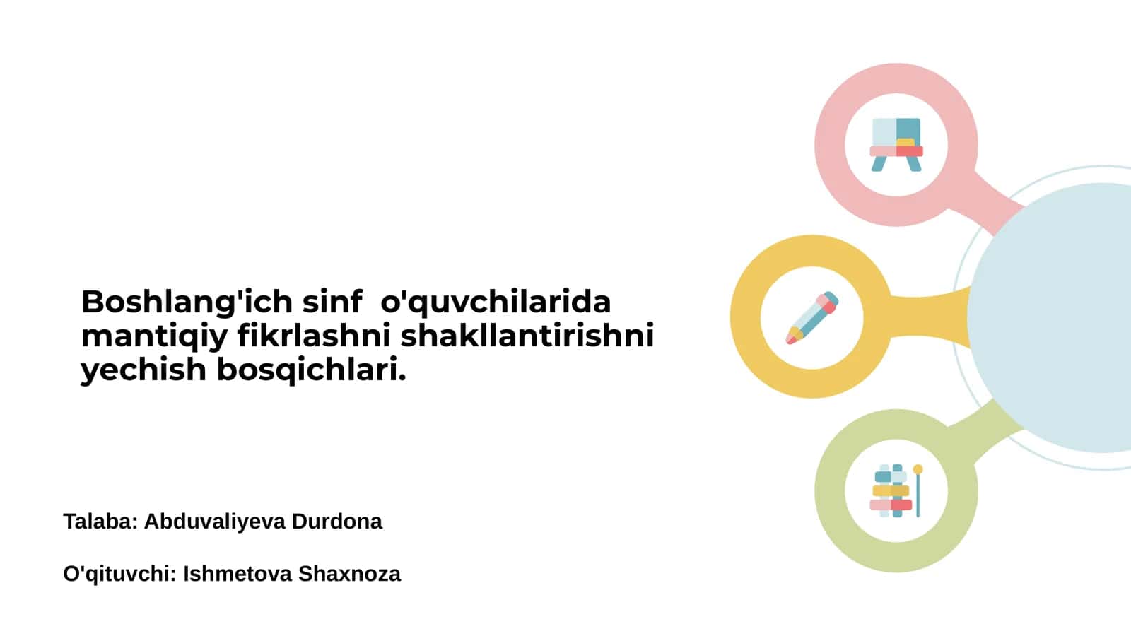 Boshlang'ich sinf o'quvchilarida mantiqiy fikrlashni yechish bosqichlari