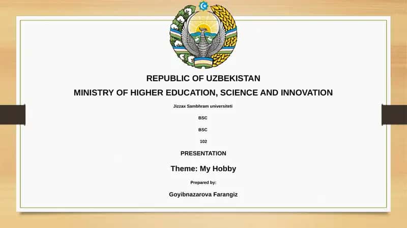 Presentation on My Hobby