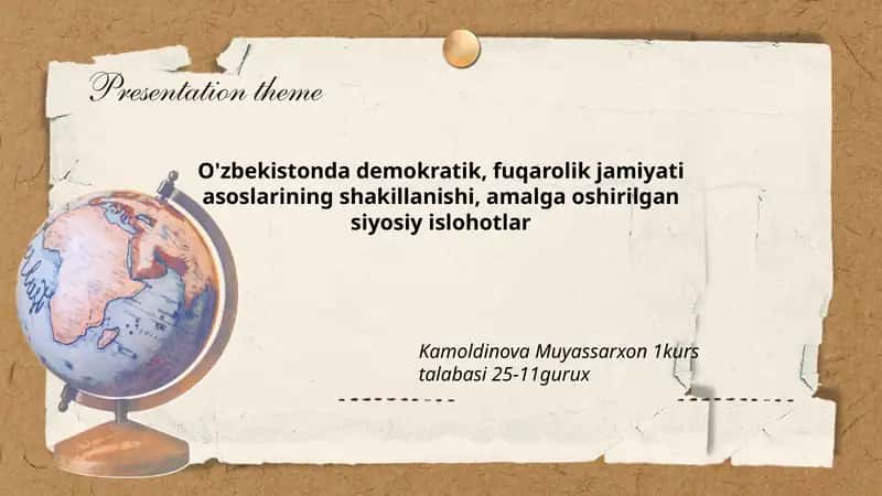 O'zbekistonda demokratik jamiyatning shakllanishi