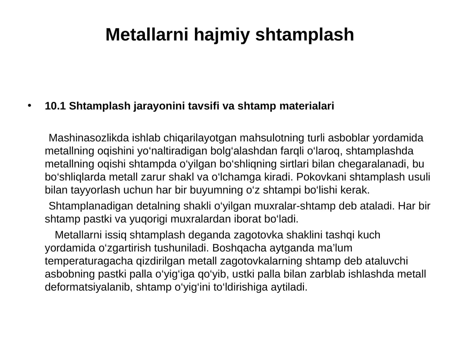 Metallarni hajmiyshtamplash