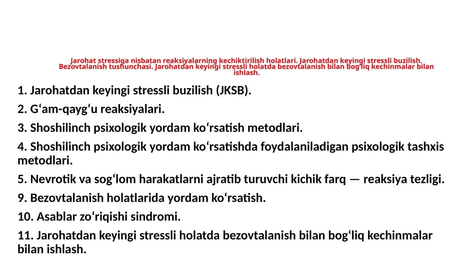 Bezovtalanish holatlari va stress