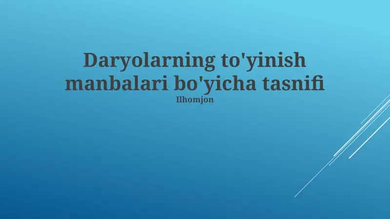 Daryolarning to'yinish manbalari bo'yicha tasnifi