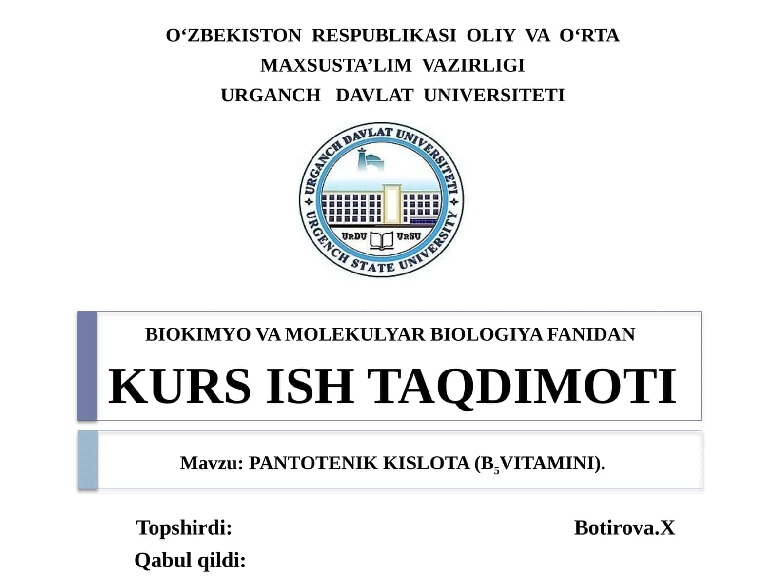 PANTOTENIK KISLOTA (B5VITAMINI)