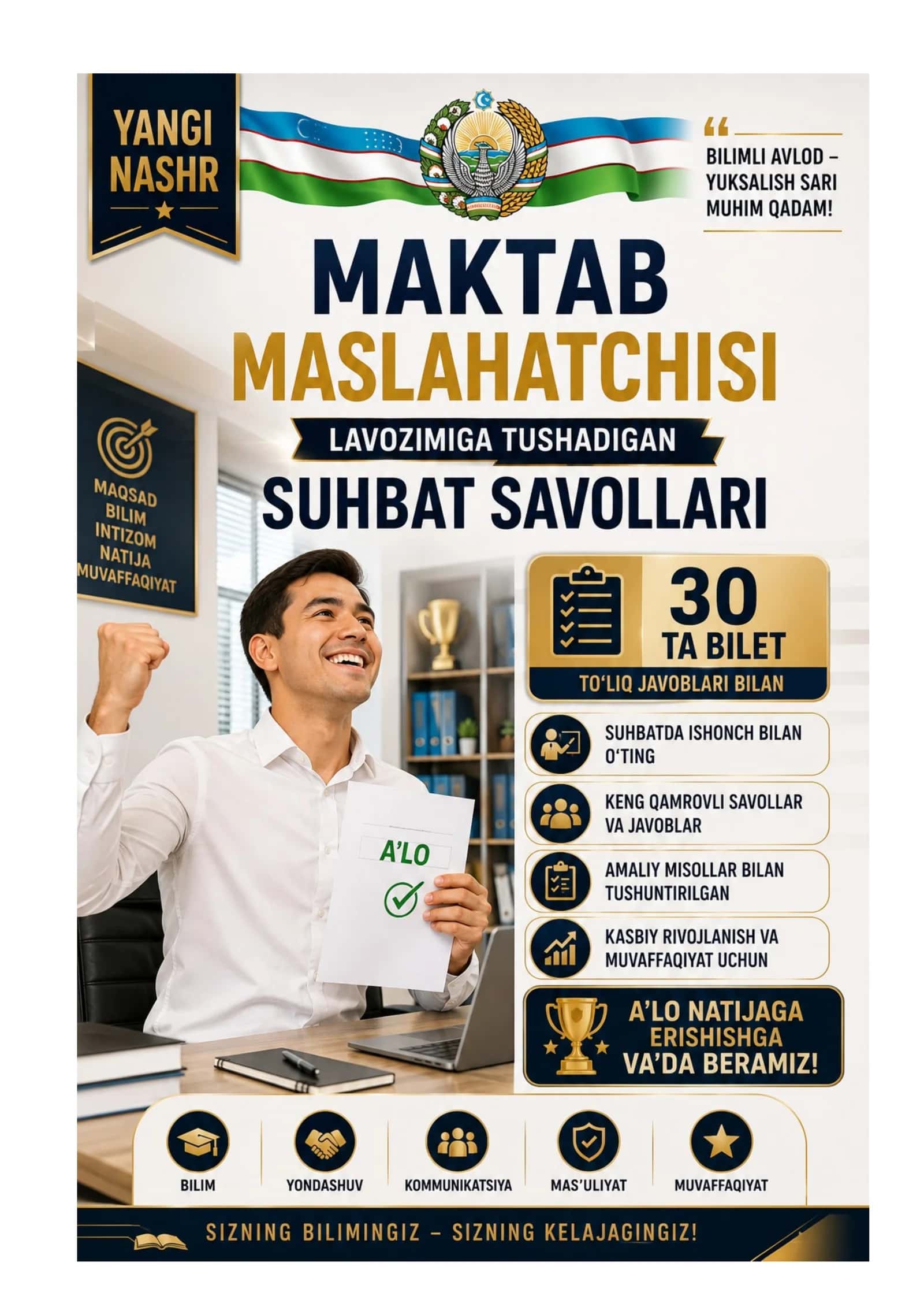 MAKTAB MASLAHATCHISI LAVOZIMIGA ISHGA KIRISH BILETLARI