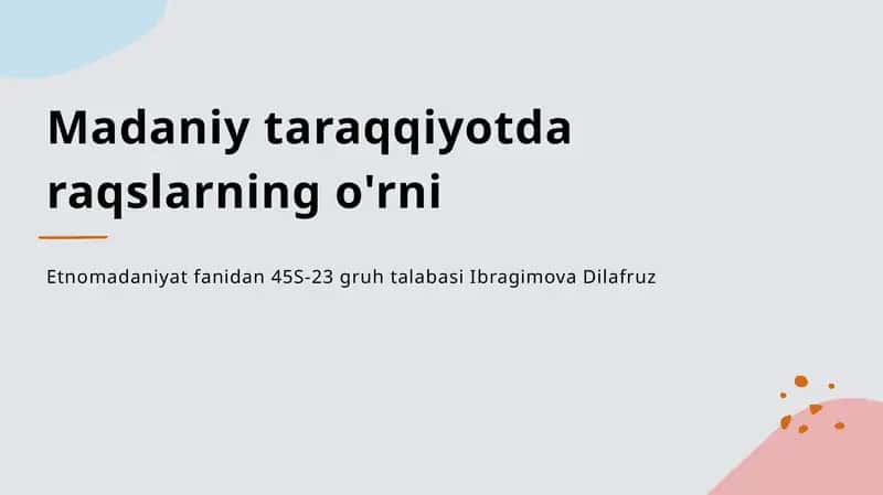 Raqs va Madaniyat