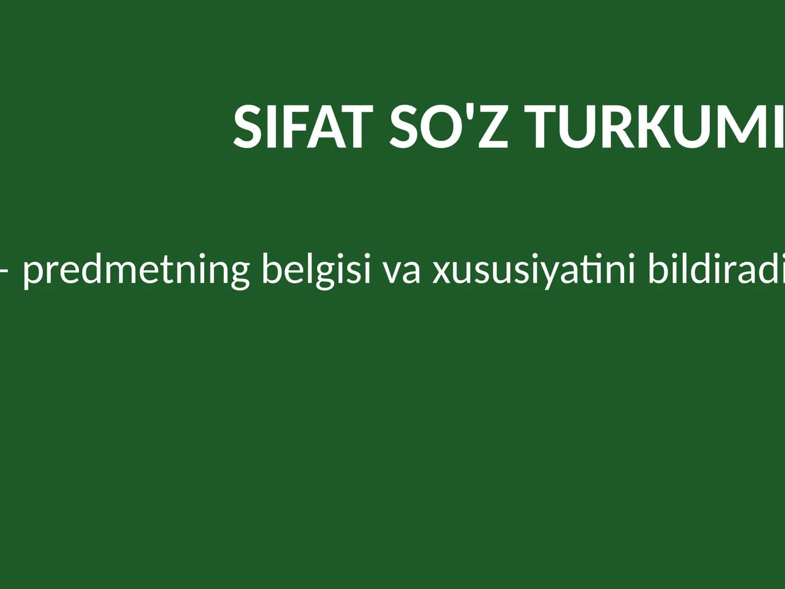 Sifat soz turkumlari