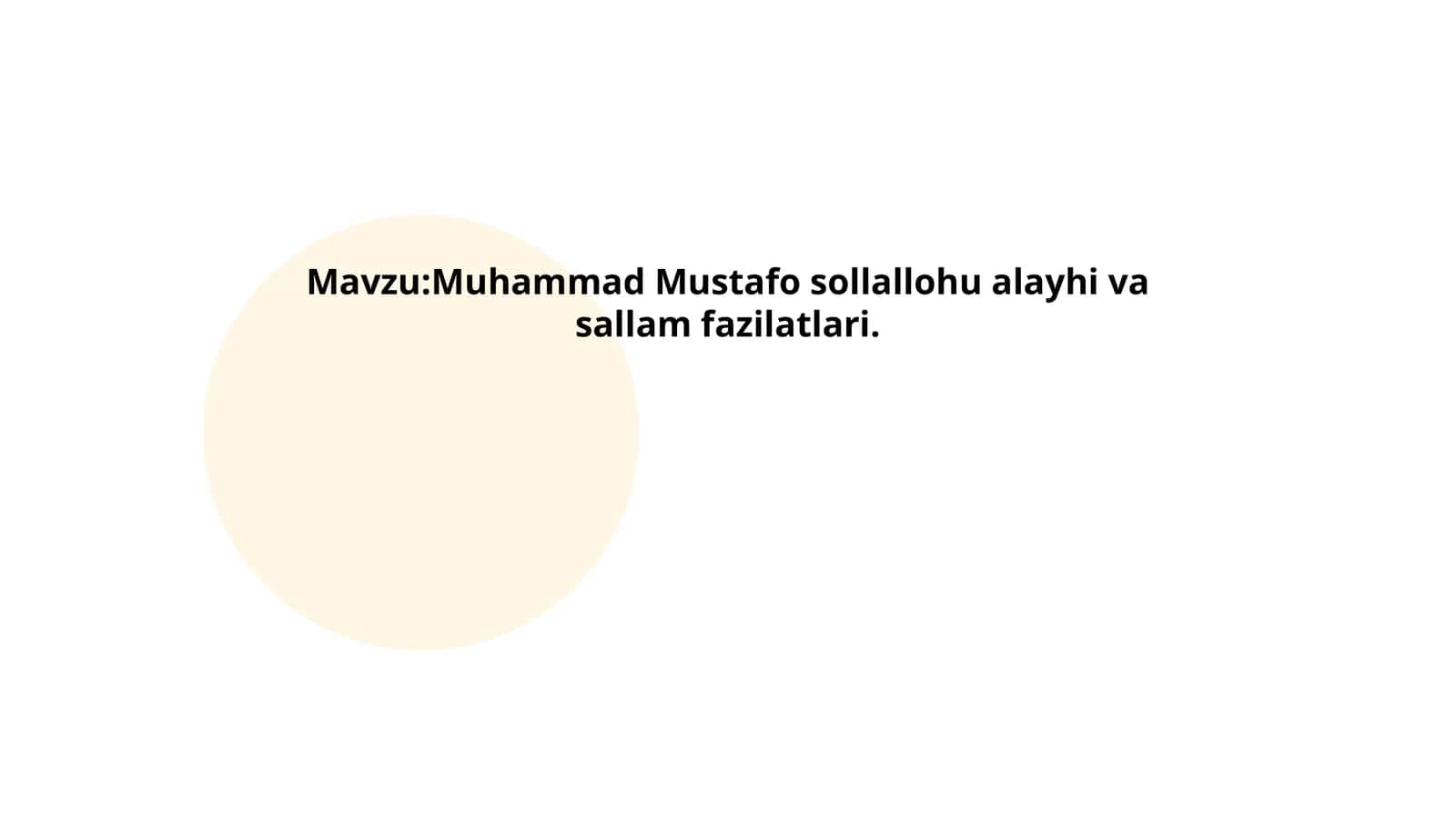 Muhammad Mustafo sollallohu alayhi va sallam fazilatlari