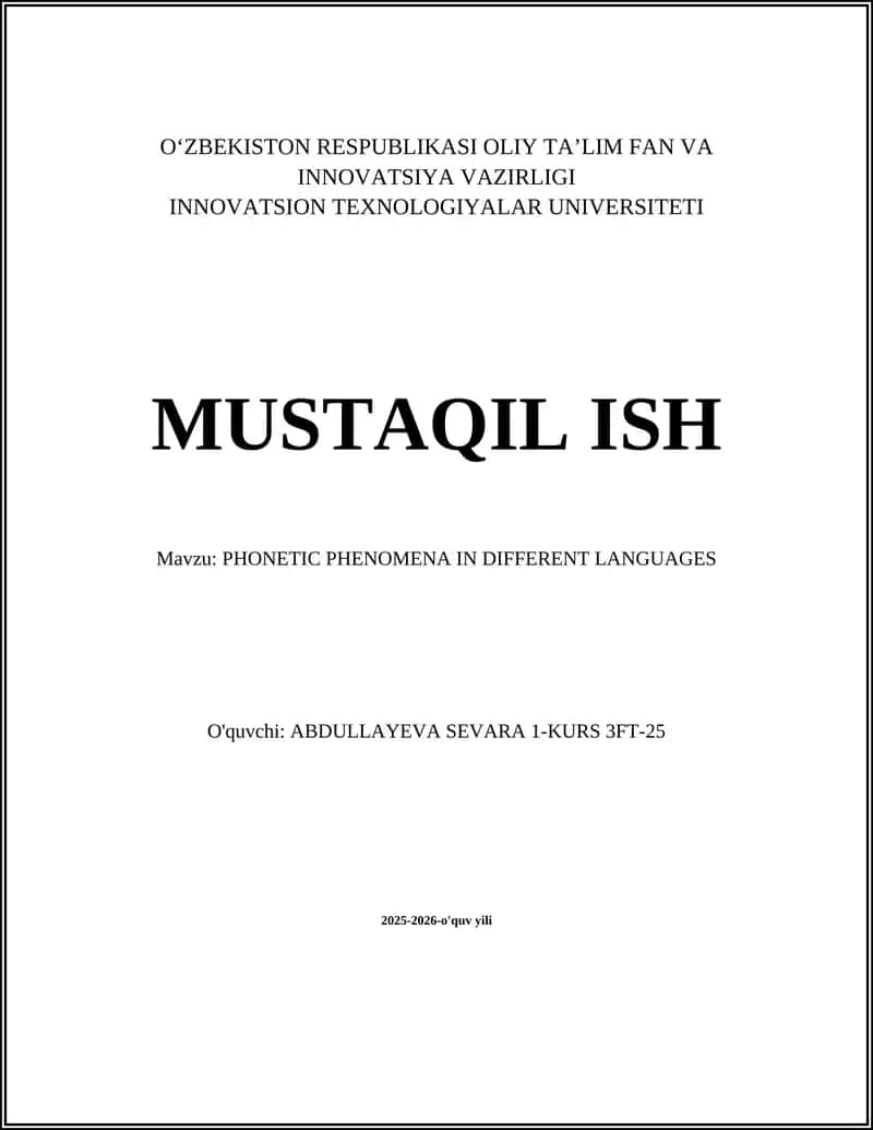 PHONETIC PHENOMENA IN DIFFERENT LANGUAGES