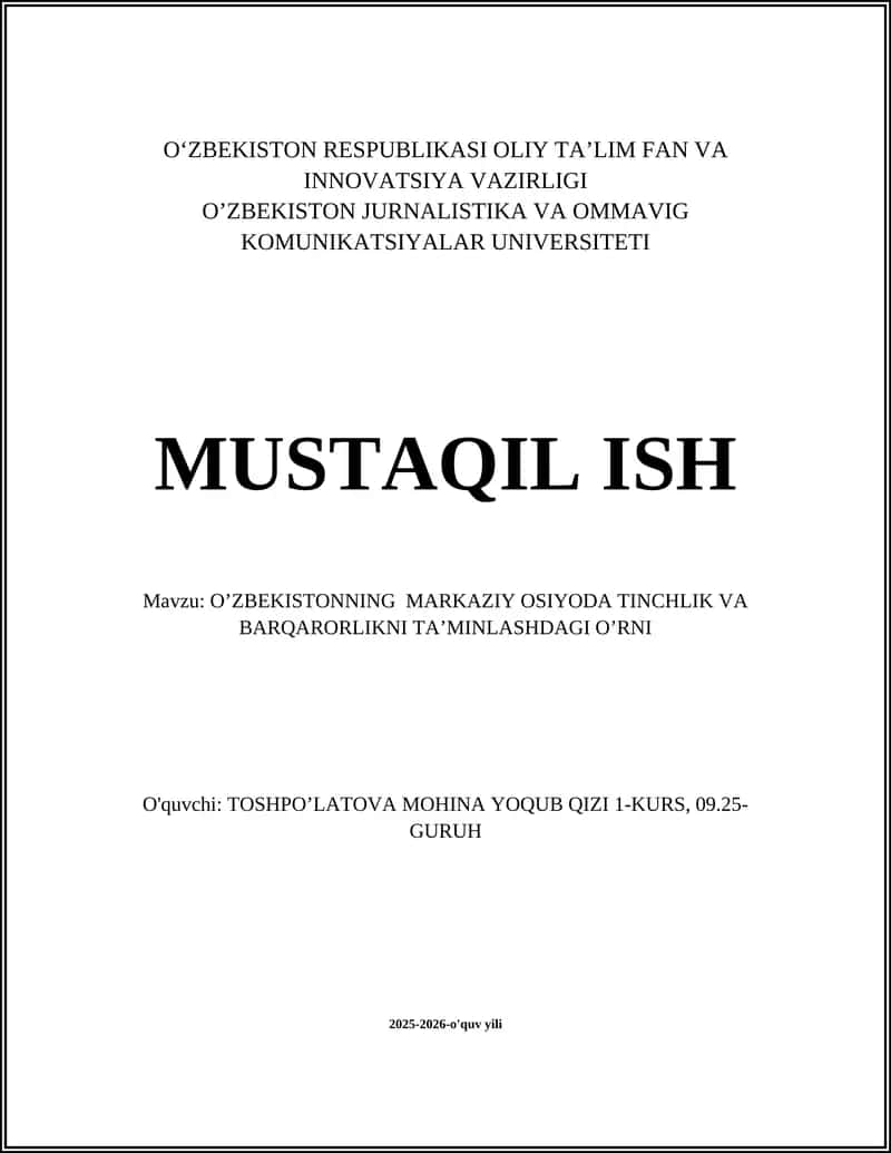Oʻzbekistonning mintaqaviy xavfsizlik siyosati va strategiyasi