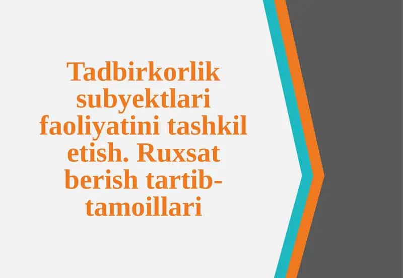 Tadbirkorlik faoliyati tashkilotish tartib-tamoillari