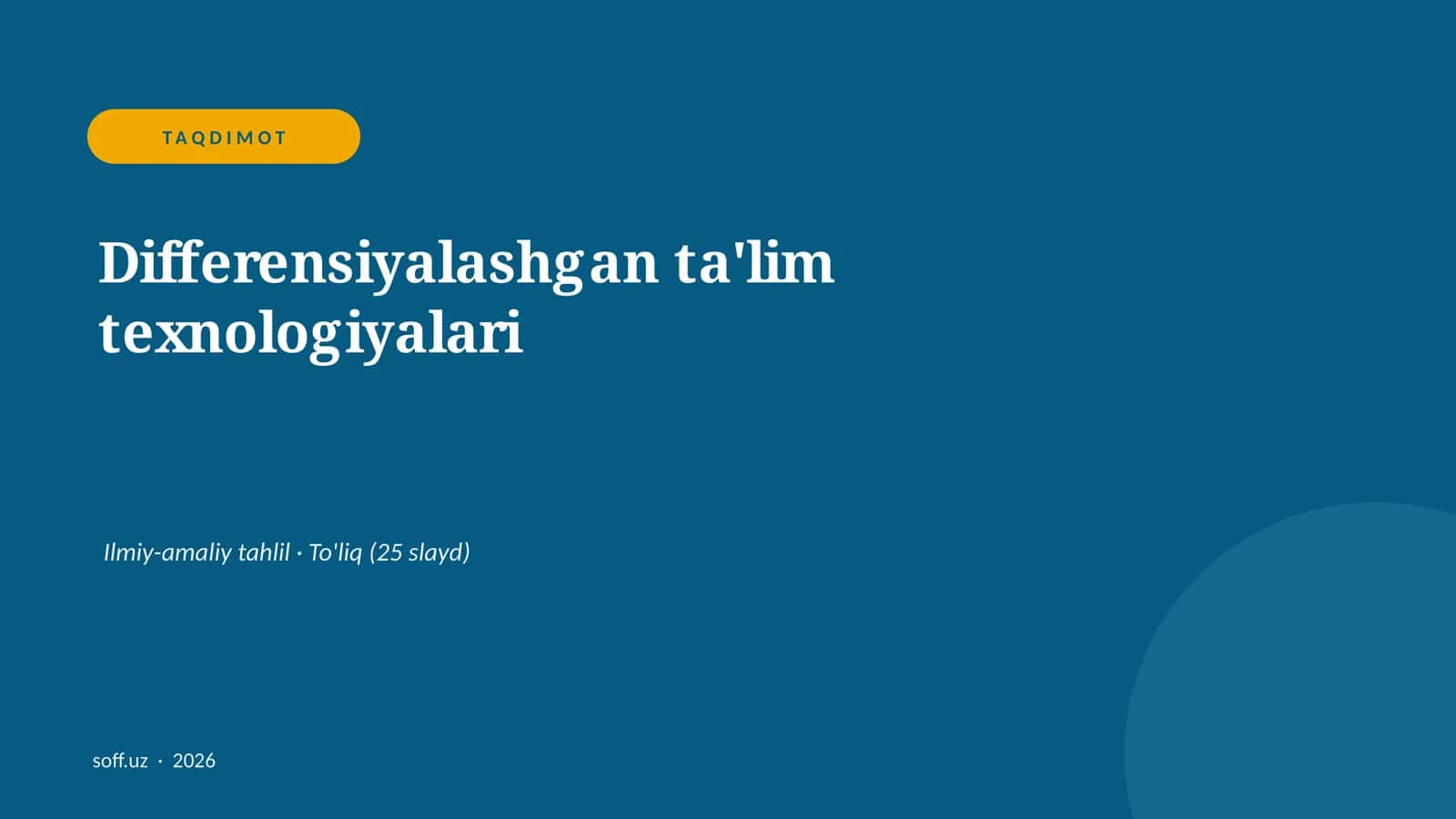 Differensiyalashgan ta'lim texnologiyalari