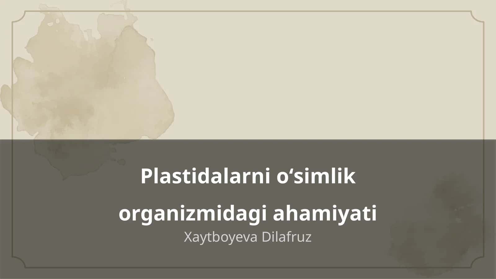 Plastidalarni oʻsimlik organizmidagi ahamiyati