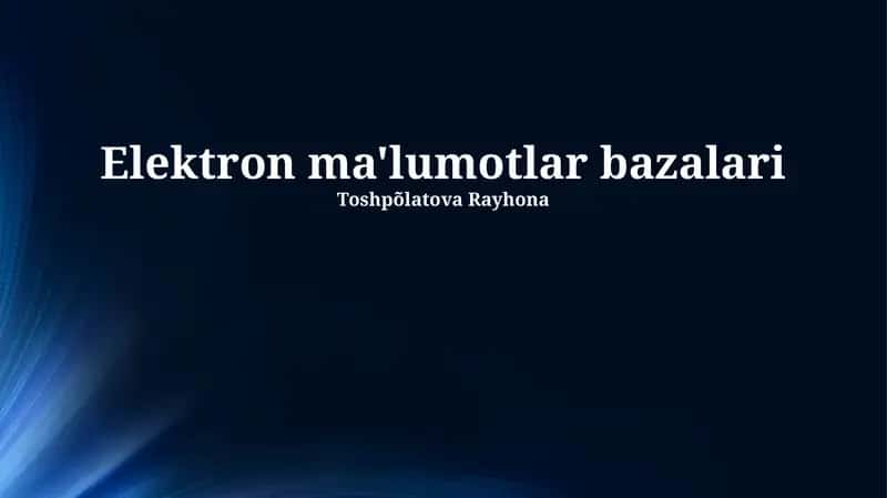 Elektron Ma'lumotlar Bazalari