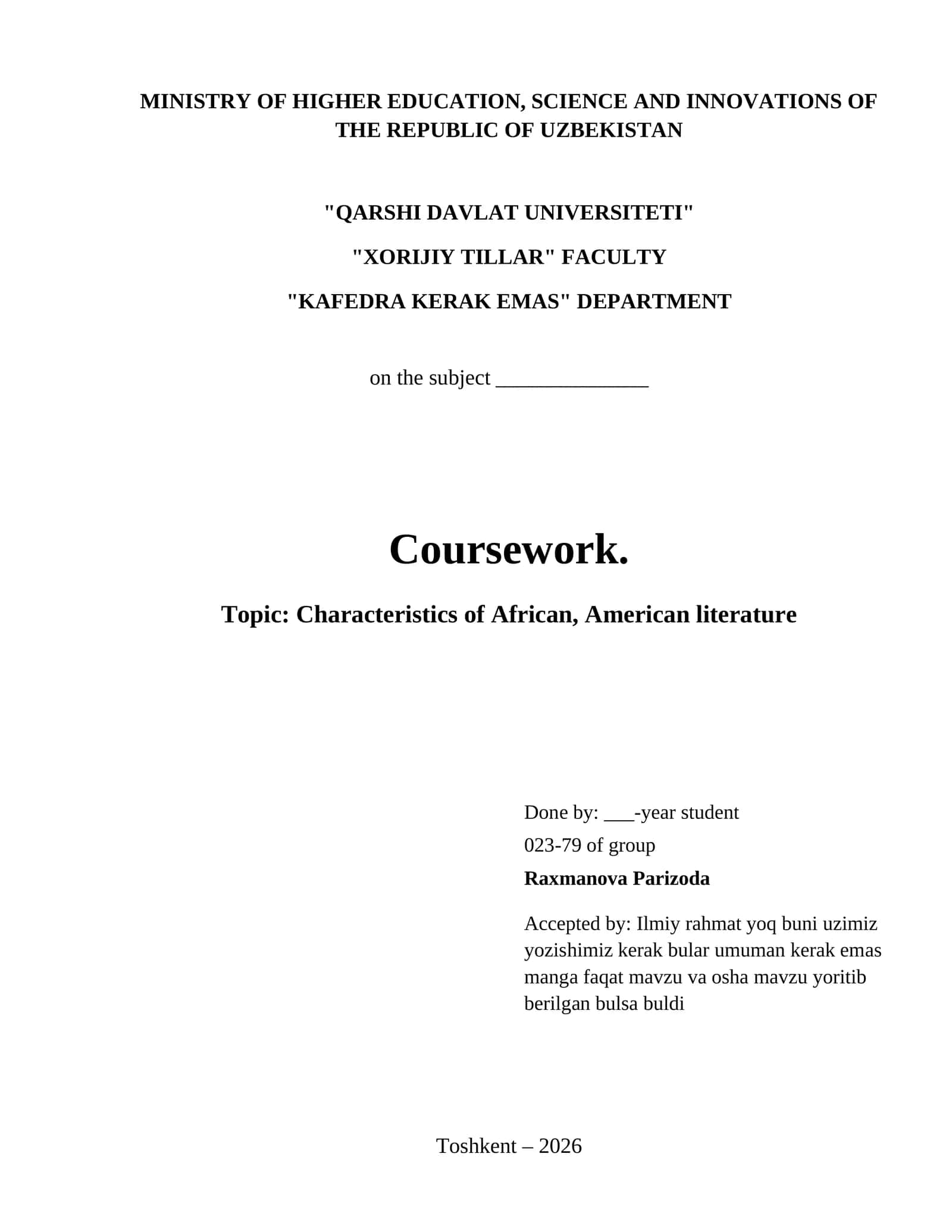 Characteristics of African, American literature