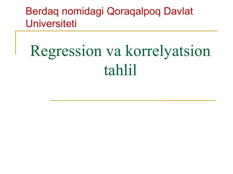 Regression va korrelyatsion tahlil