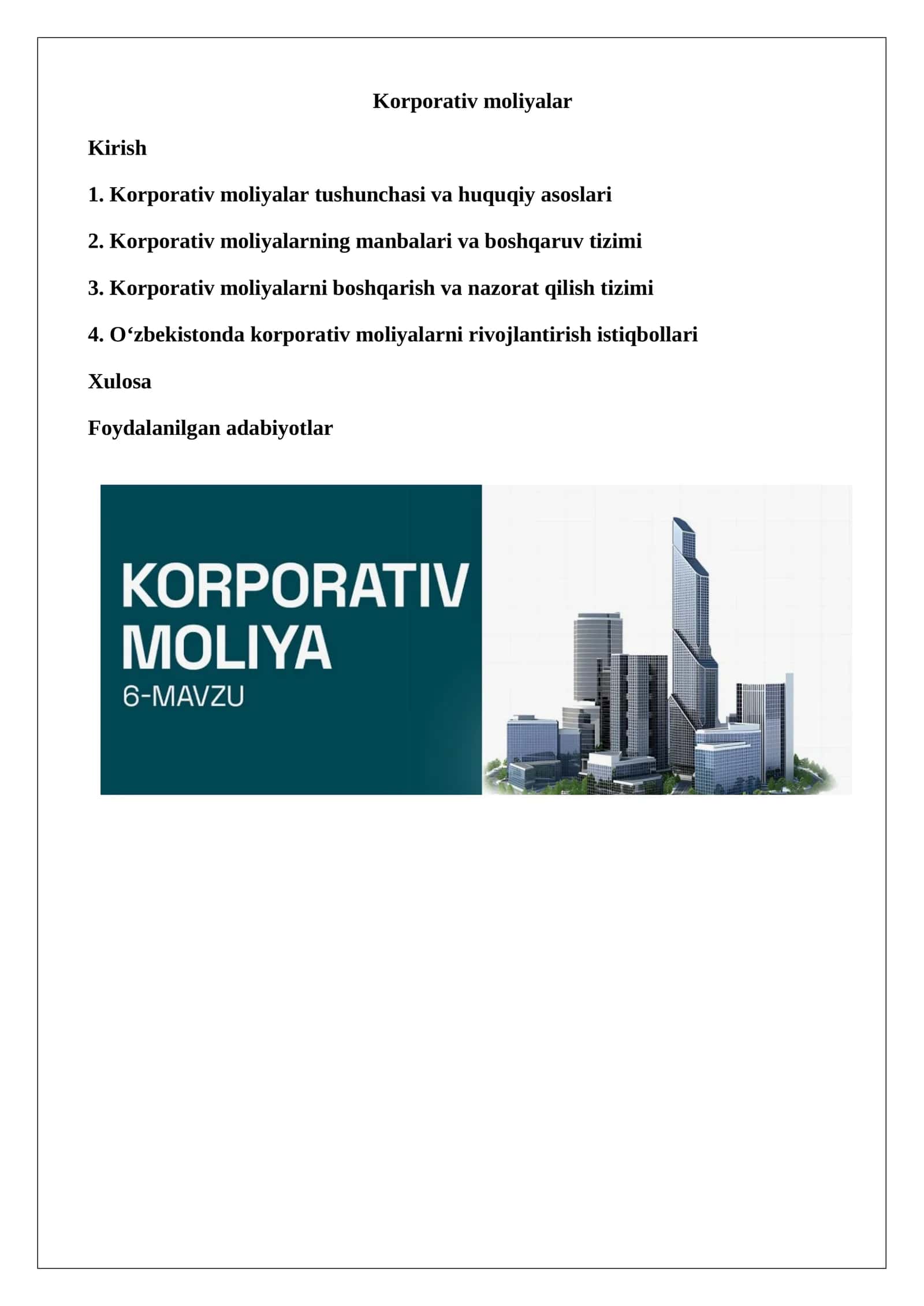 Korporativ moliyalar