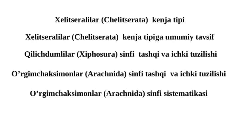 Xelitseralilar (Chelitserata) kenja tipi