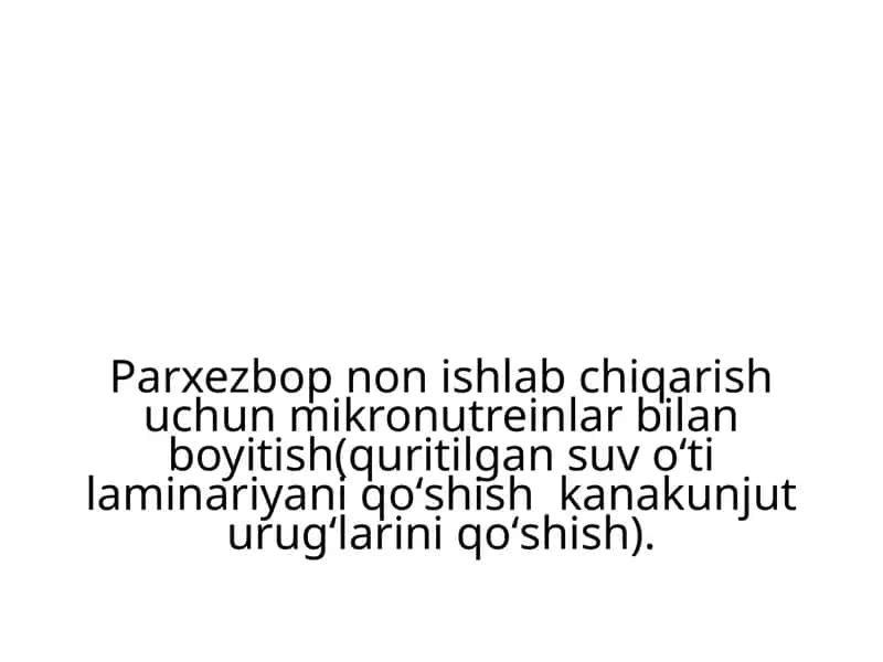 Parxezbop non ishlab chiqarish uchun mikronutrientlar bilan boyitish