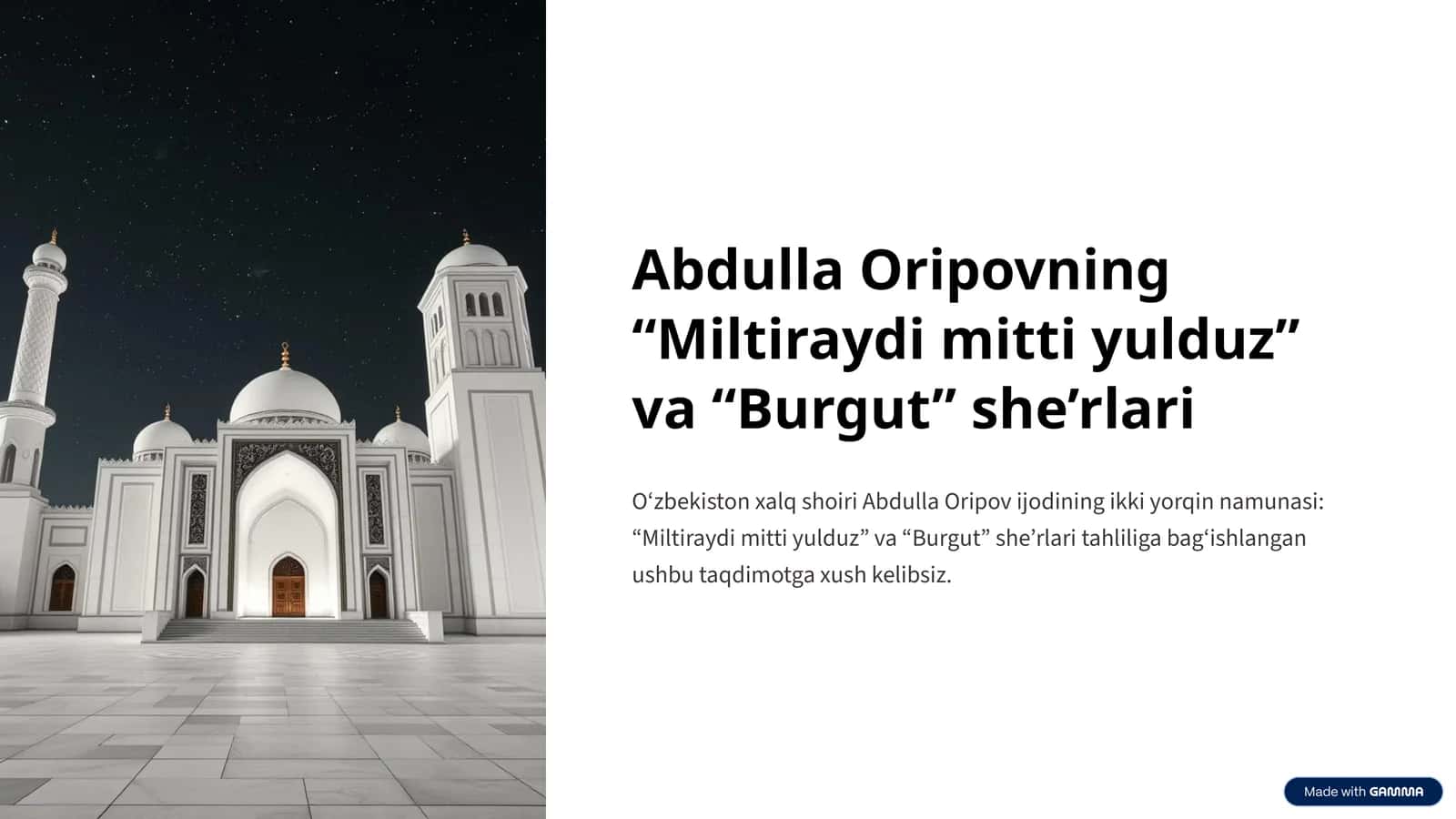 Abdulla Oripovning “Miltiraydi mitti yulduz” va “Burgut” she’rlari