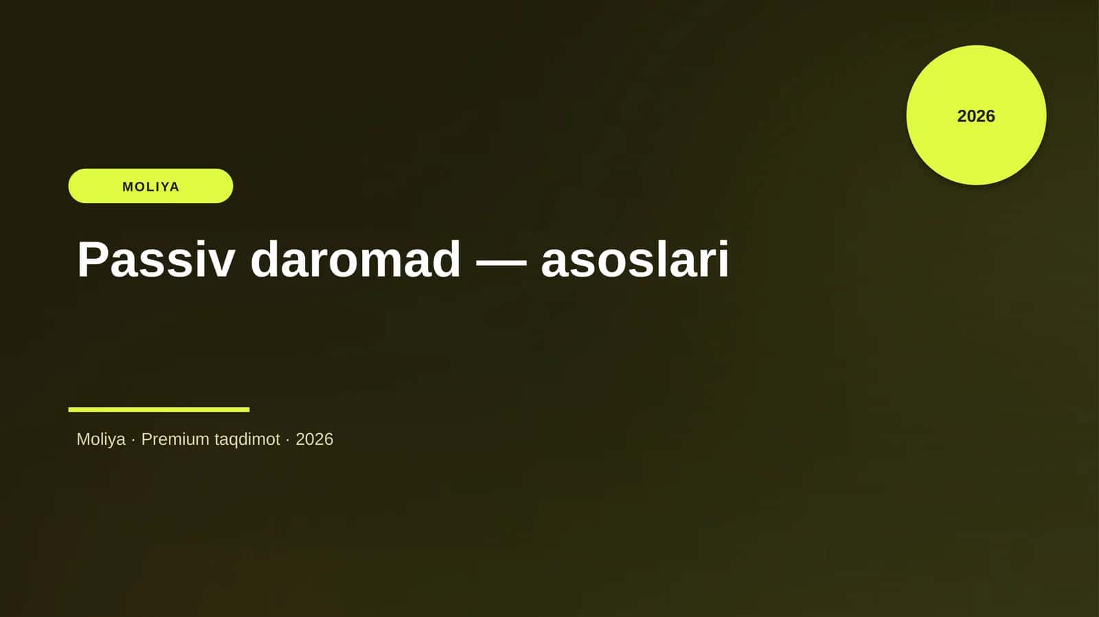 Passiv daromad — asoslari