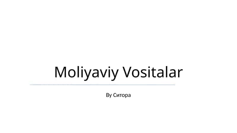 Moliyaviy Vositalar