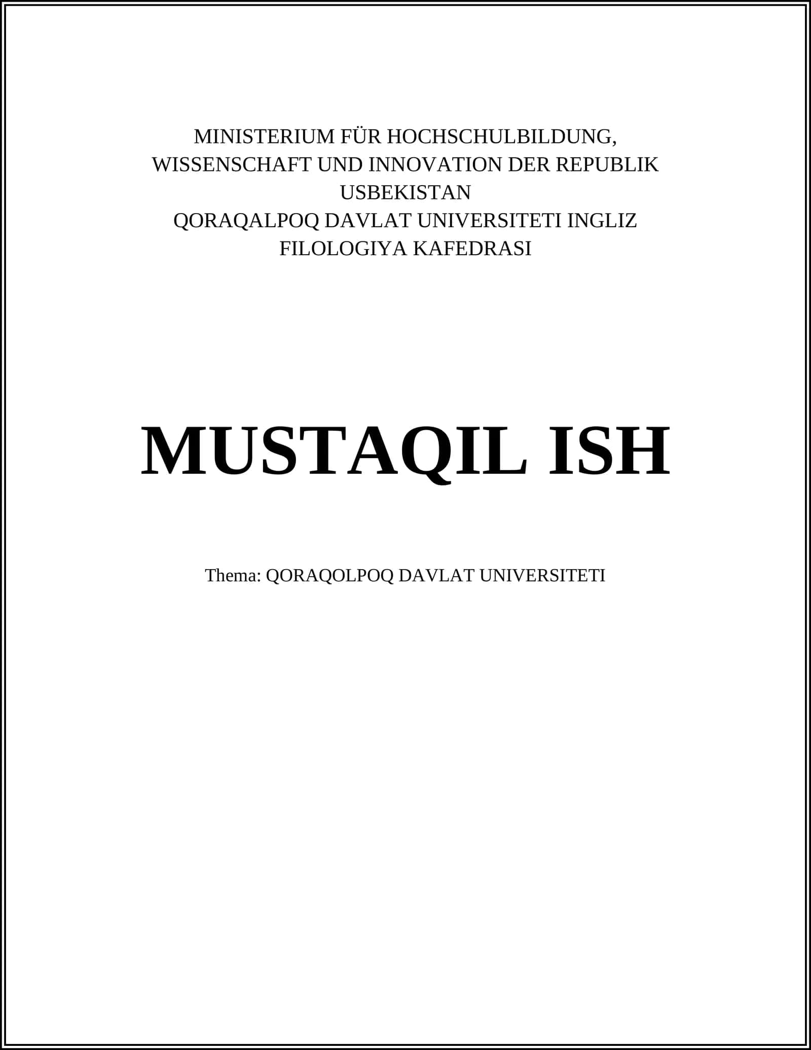 QORAQALPOQ DAVLAT UNIVERSITETI INGLIZ FILOLOGIYA KAFEDRASI