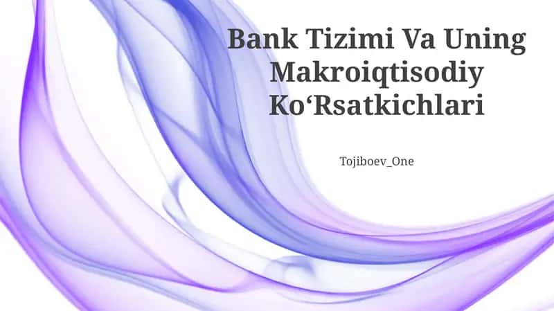 Bank Tizimi Va Uning Makroiqtisodiy KoʻRsatkichlari