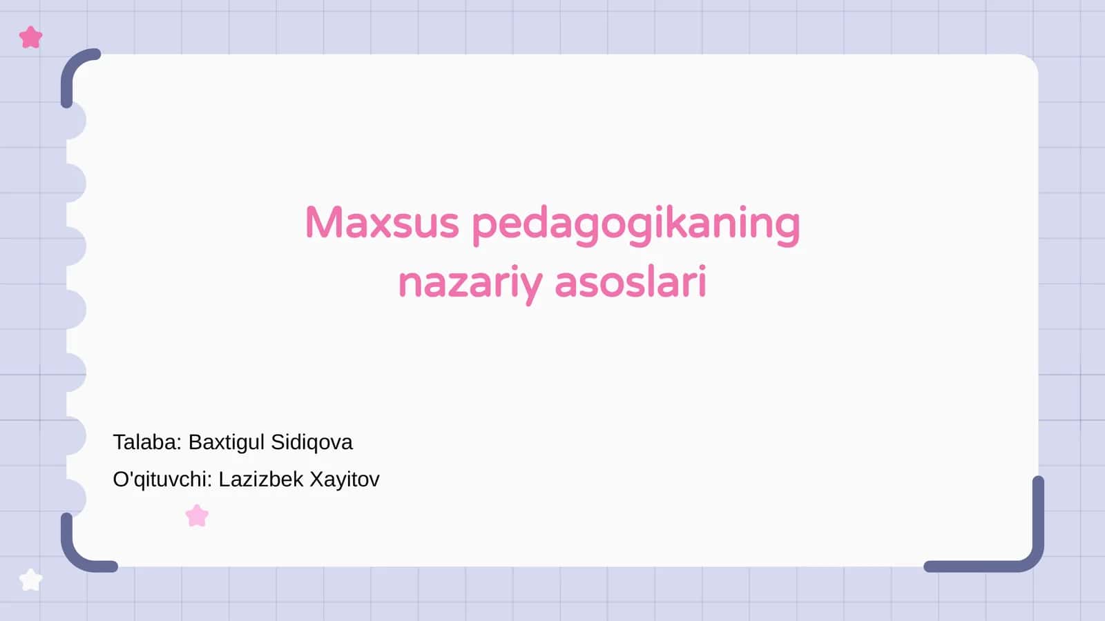 Maxsus pedagogikaning nazariy asoslari