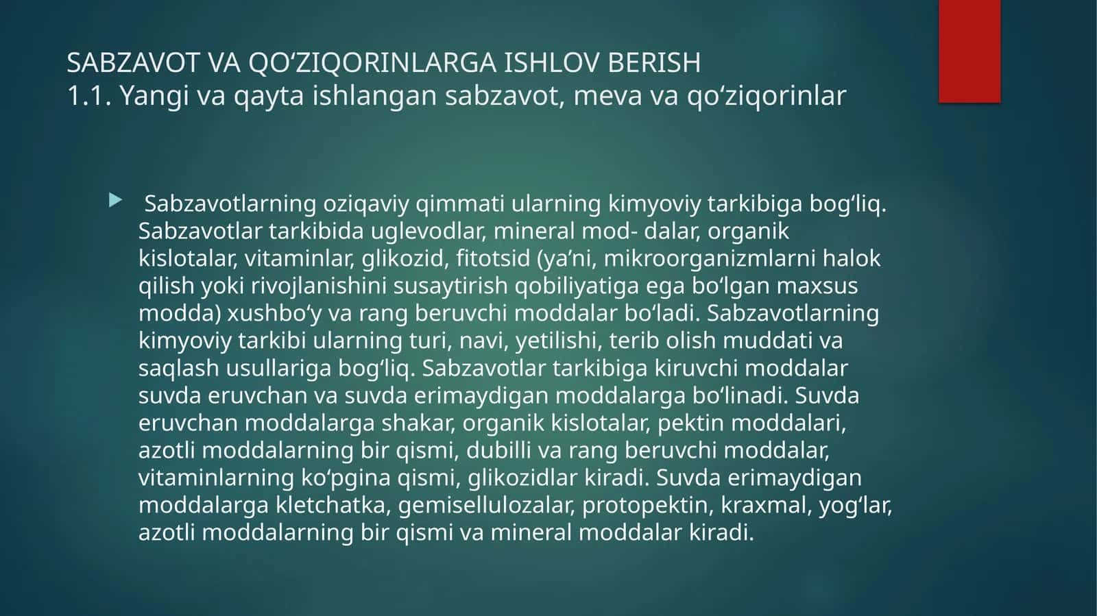 SABZAVOT VA QO‘ZIQORINLARGA ISHLOVBERISH