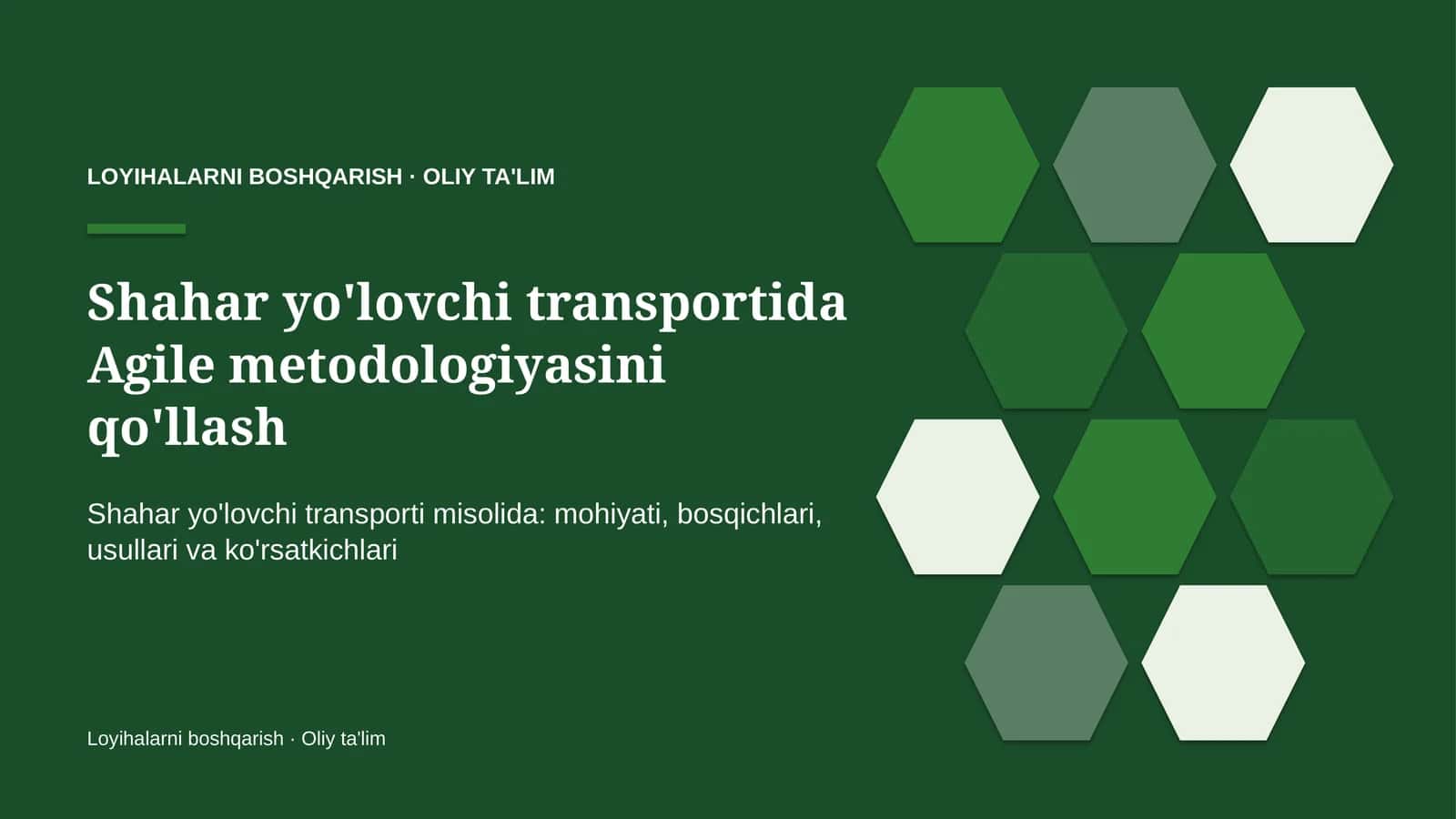 shahar yo'lovchi transportida agile metodologiyasini qo'llash 8307